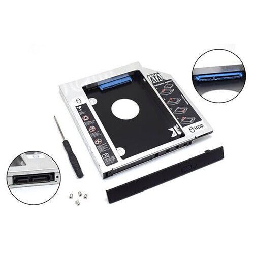 переходник dvd to hdd ssd optibay 12 7 mm адаптер для жёсткого диска оптибей корпус для жесткого диска вместо dvd привода Optibay (оптибей) переходник SATA, 12.7мм для установки жесткого диска вместо DVD