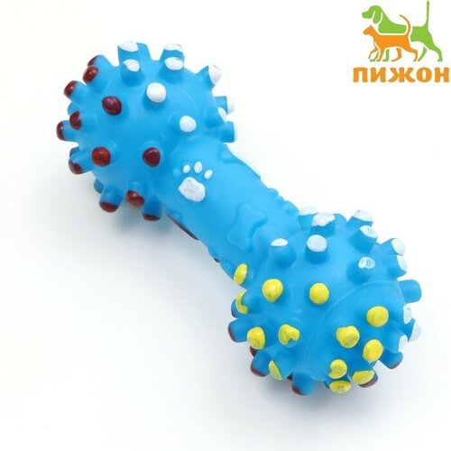 Игрушка пищащая увеличенная "Гантель с лапками" для собак, 16,5 х 6 см, голубая