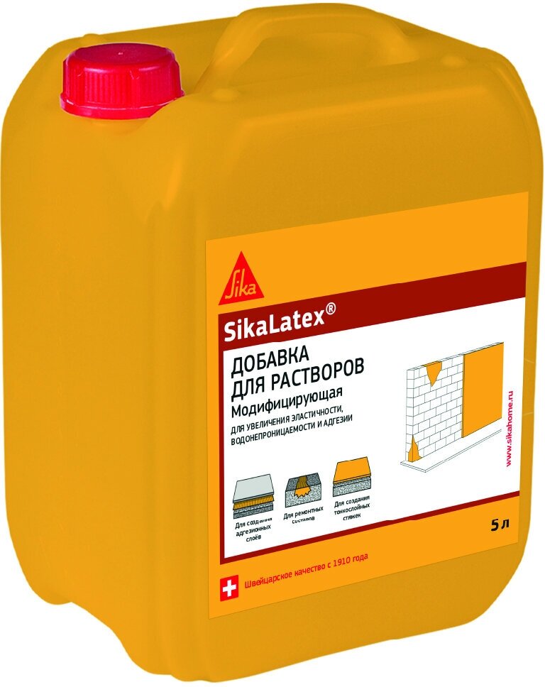 Добавка для повышения эластичности растворов для устройства тонких стяжек и адгезионных слоев Sika SikaLatex 5 л