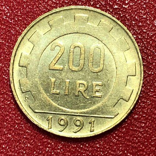 Монета Италия 200 Лир 1991 год #2-6 монета италия 200 лир 1979 год 4 3
