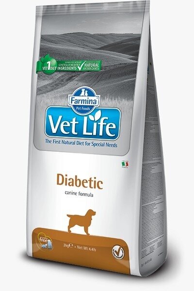 Сухой диетический корм Farmina Vet Life Diabetic, для собак с сахарным диабетом, курица, 2кг