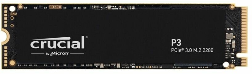 Твердотельный накопитель SSD Crucial P3, 500GB, M.2(22x80mm), NVMe, PCIe 3.0 x4, QLC, R/W 3500/1900MB/s, IOPs н. д./н. д, TBW 110, DWPD 0.1 (12 мес.)