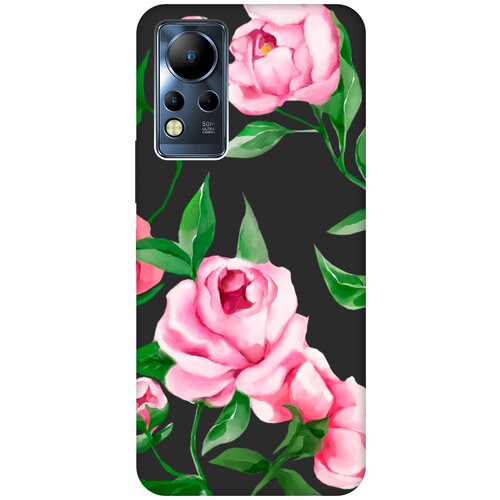 Матовый Soft Touch силиконовый чехол на Infinix Note 12 G88 / Инфиникс Нот 12 с 3D принтом Amazing Peonies черный матовый soft touch силиконовый чехол на infinix note 12 g88 инфиникс нот 12 с 3d принтом lovely cornflowers черный