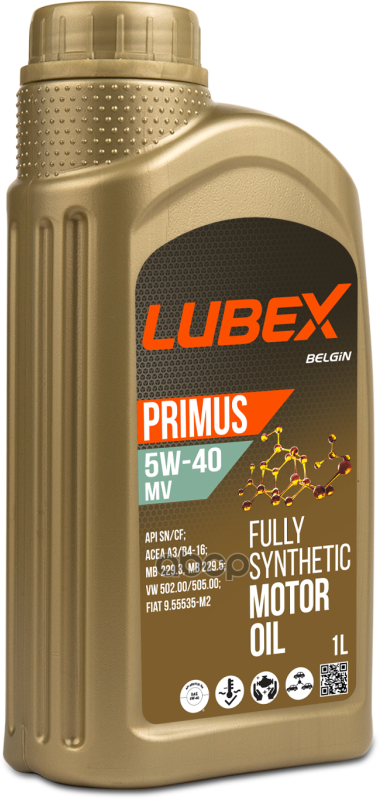LUBEX Масло Моторное Primus Mv 5W-40 Cf/Sn A3/B4 (1Л)