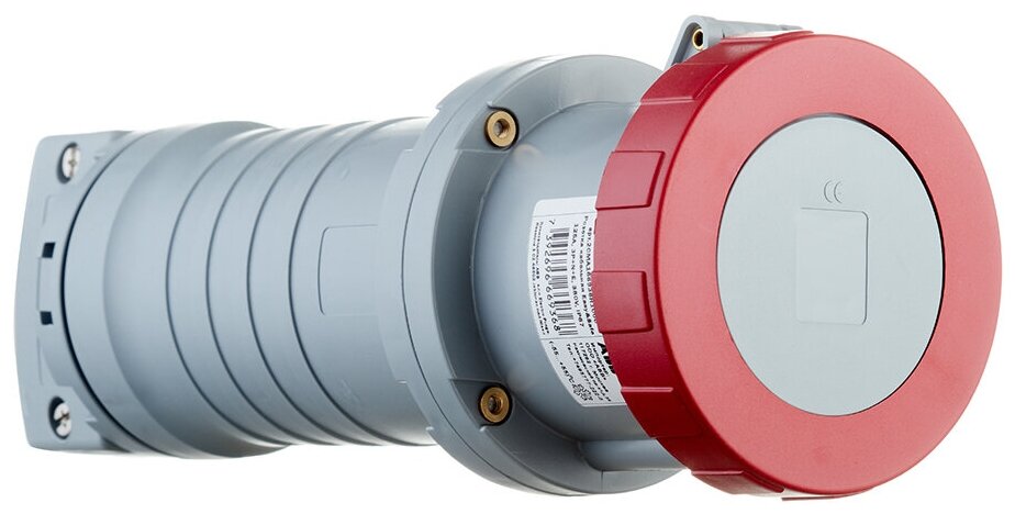 Розетка кабельная ABB 4125C6W прямая переносная с заземлением 3P+N+E 3 фазы 125 А 400 В IP67 с крышкой