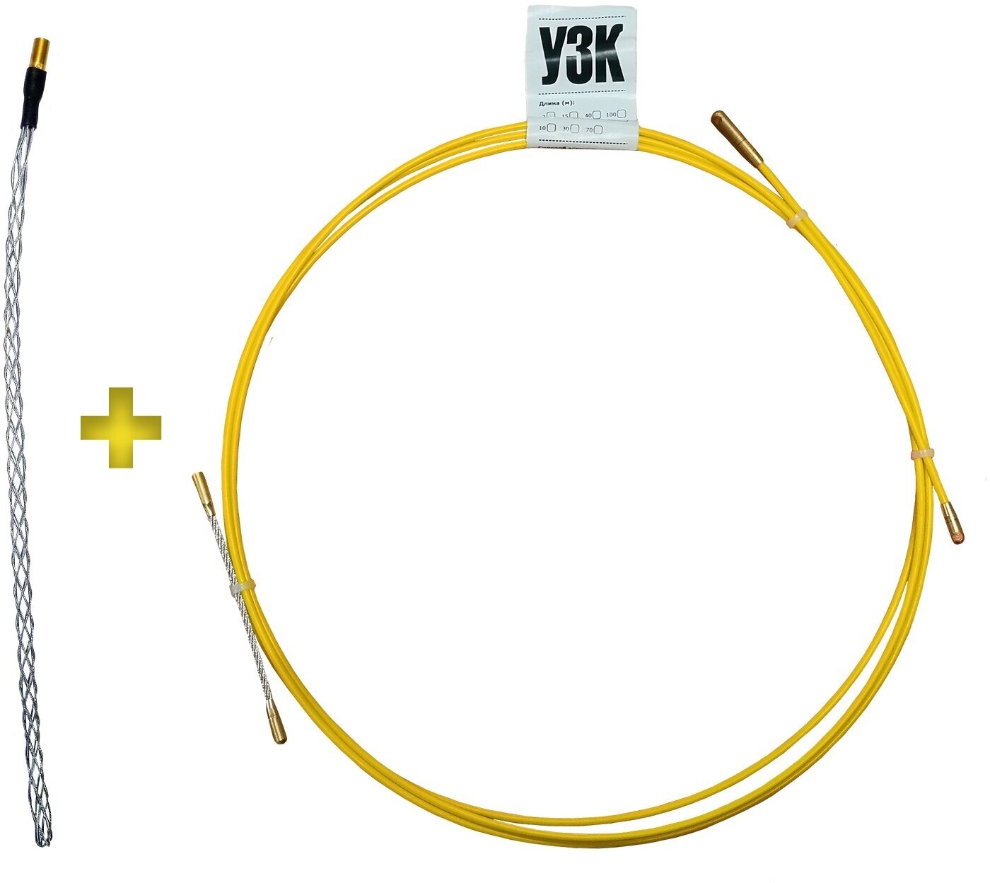 Протяжка для кабеля 4,5 мм, 3 м + Кабельный чулок 5-12 мм, 200 мм с резьбой М6