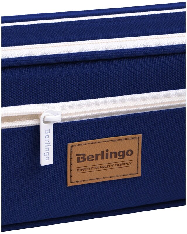 Пенал мягкий 2 отделения, 1 карман, 220*80*50мм, Berlingo "Classic blue", полиэстер, внутр. органайзер