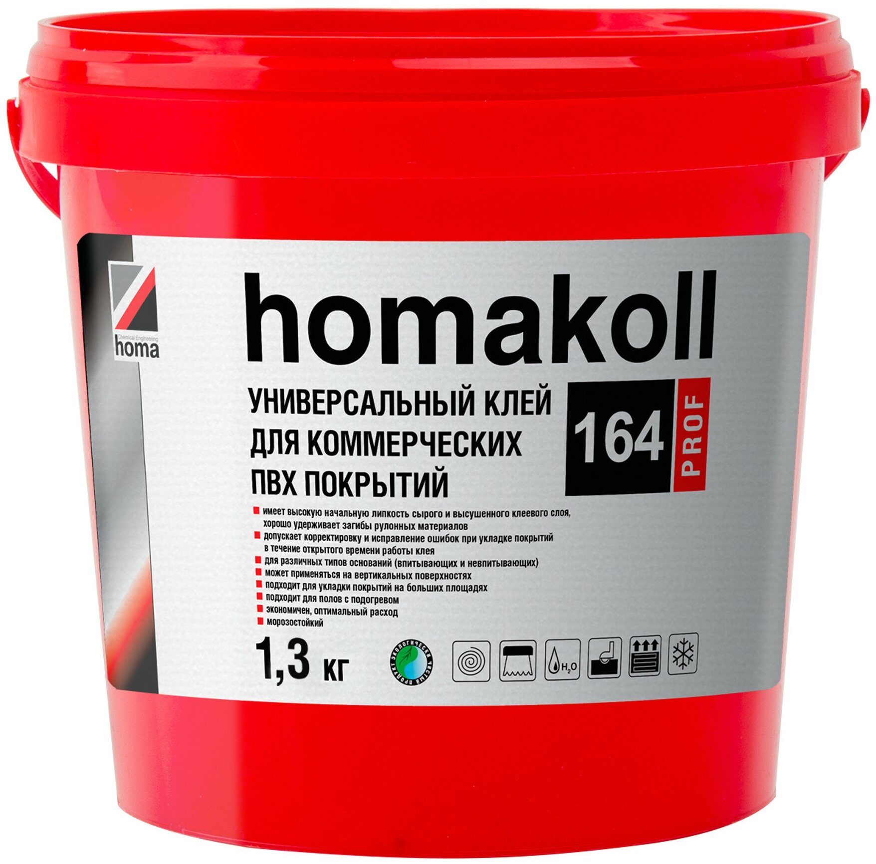 Homakoll Клей 164 Prof, 1,3 кг. 300-350гр/м2, для коммер. линолеума 71158