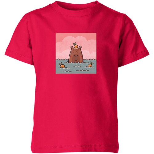 Футболка Us Basic, размер 4, розовый детская футболка балдежная капибара и мандарины мем море 152 красный