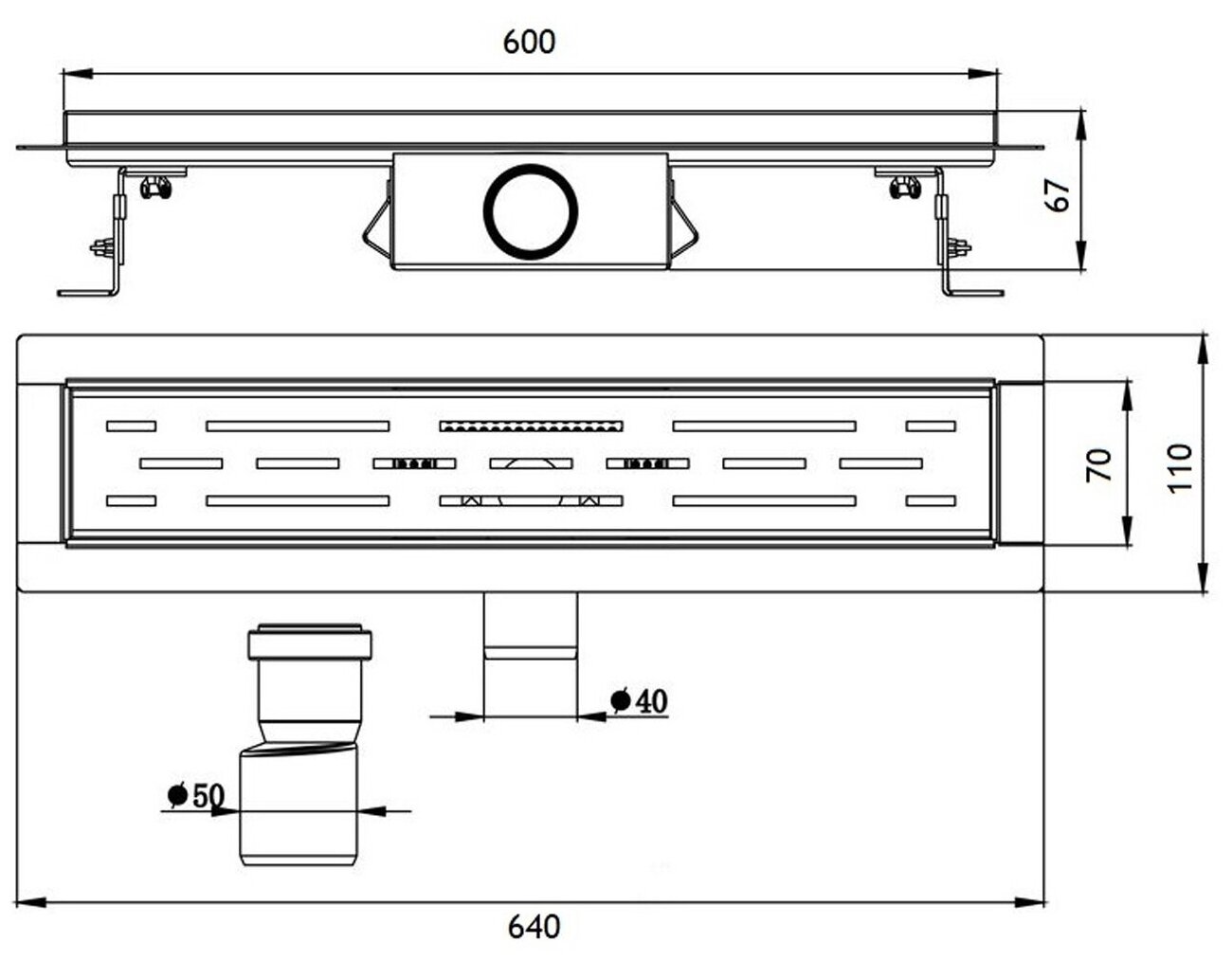 Трап для душа Ore Drain H1 универсальный затвор 600 мм нержавеющая сталь - фото №3