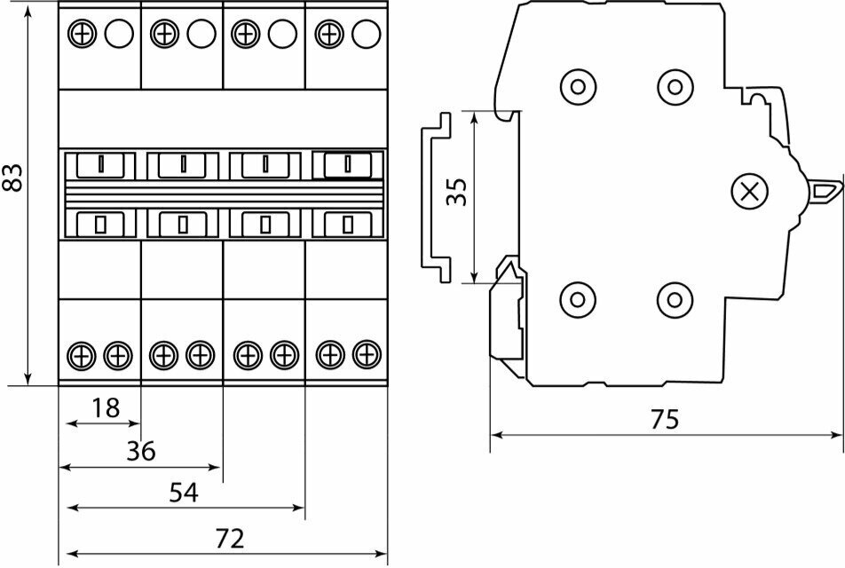 Модульный реверсивный переключатель (рубильник) меандр РП-4-40, 4p, 40А, комплект 1 шт. - фотография № 2