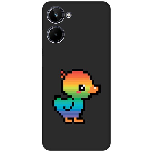 Матовый Soft Touch силиконовый чехол на Realme 10 4G, Рилми 10 4Г с 3D принтом Pixel Duck черный чехол книжка на realme 10 4g рилми 10 4г с 3d принтом pixel duck серый