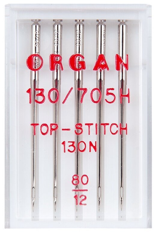 Иглы для швейных машин Organ TOP STITCH 5/80 Blister для толстой нити - фотография № 6