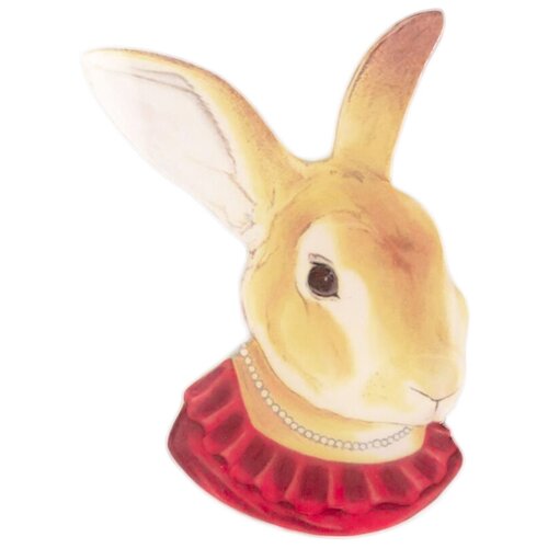 фото Значок бижутерный заяц (замок-булавка, красный) 51855 otokodesign