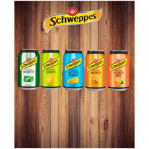 Набор газированных напитков Schweppes (Швепс), 5 банок