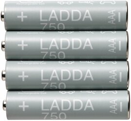 LADDA ладда аккумуляторная батарейка 750 мА•ч HR03 AAA 1,2 В 4шт