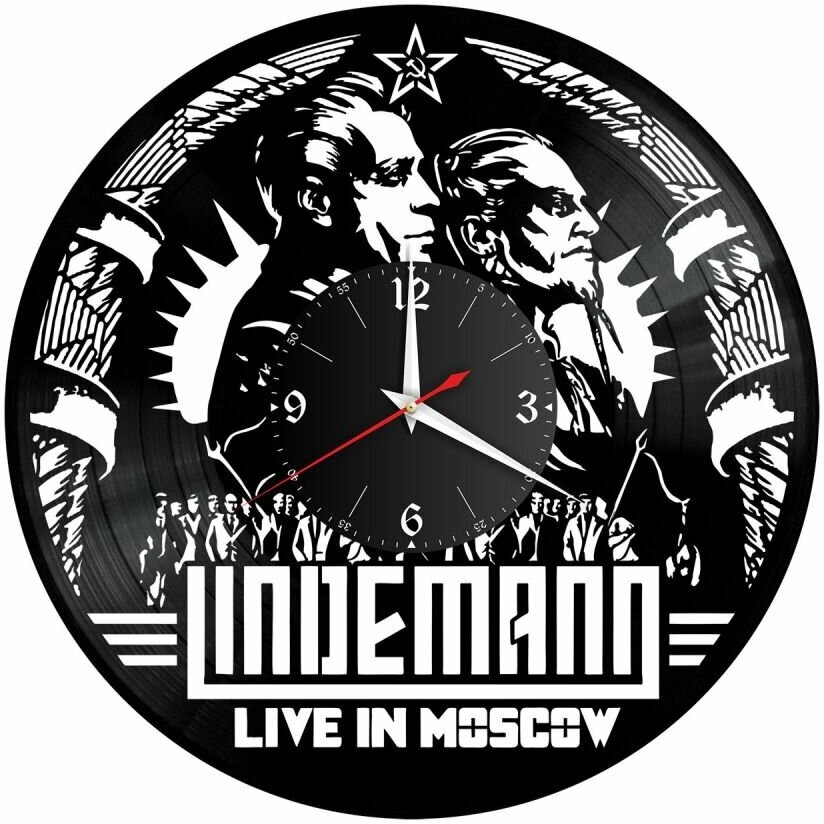 Часы из винила Redlaser "Lindemann, Линдеманн, Тилль Линдеманн и Петер Тэгтрен, Live in Moscow" VW-10818