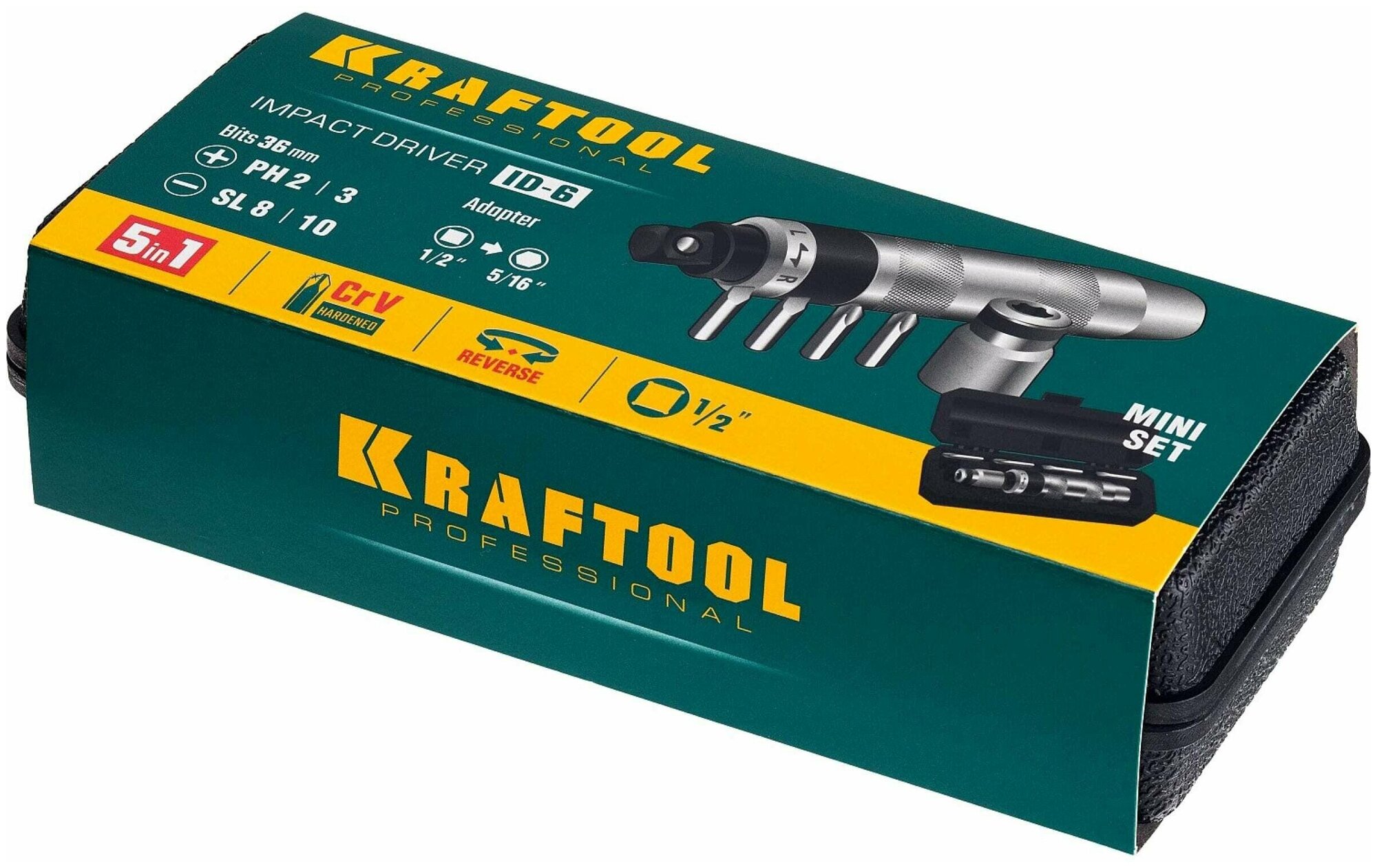 KRAFTOOL ID-6 6 предм, Ударно-поворотная отвертка (25555)