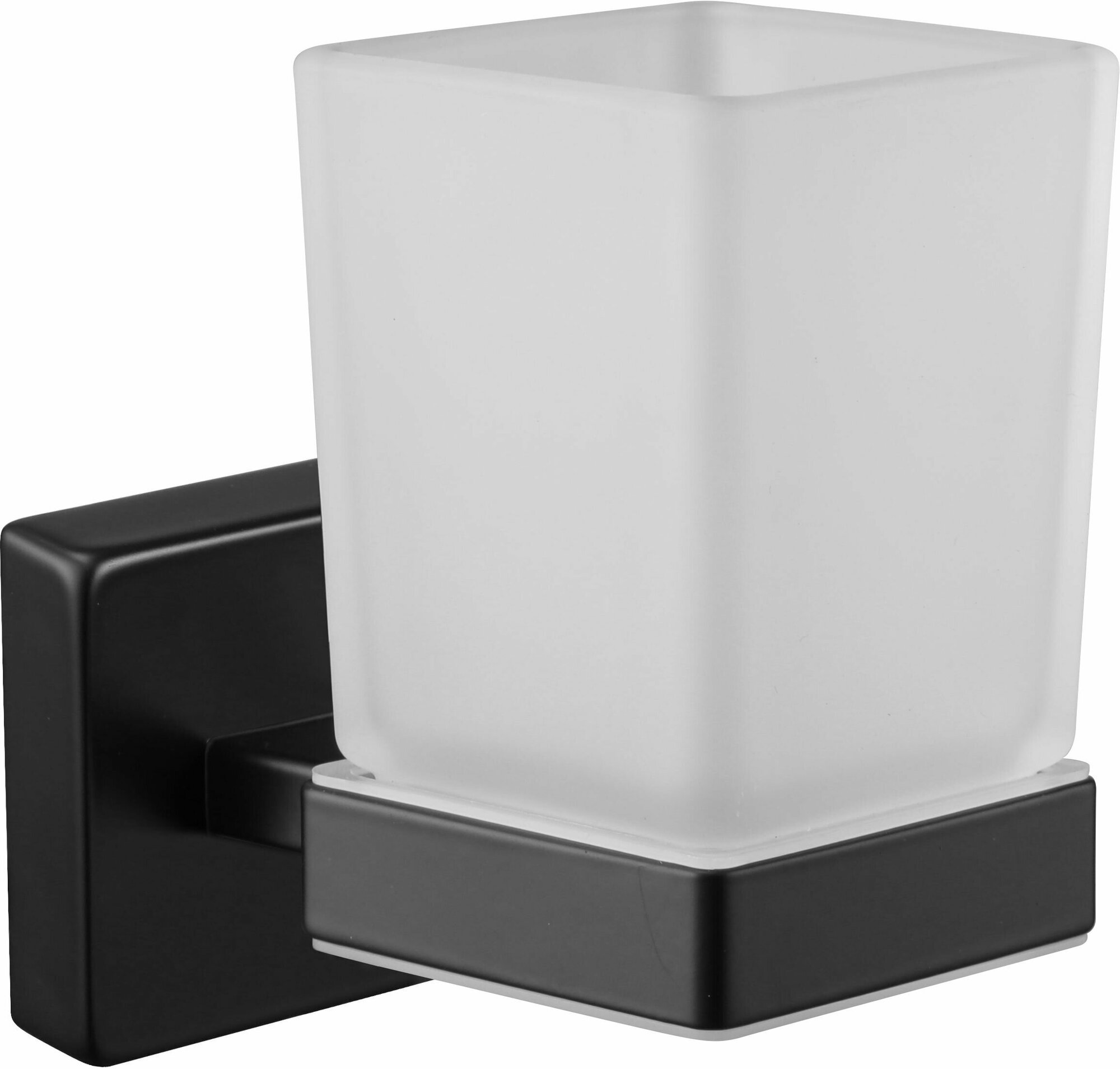 Настенный стеклянный стакан квадратный держатель зубных щеток для ванной комнаты Rainbowl 2784-5BP, цвет черный матовый