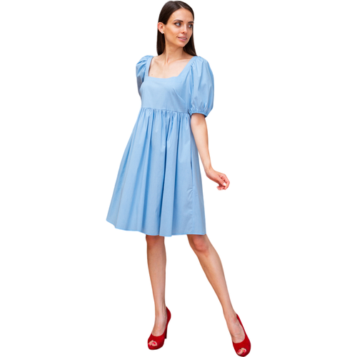 Платье Onatej Платье женское летнее Каре с открытой спиной и высокой талией арт 1012 цв Голубой-хлопок 48-50