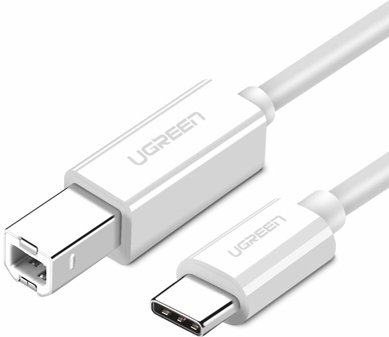 Кабель UGREEN US241 (40417) USB-C to USB-B 2.0 Printer Cable для подключения принтера. Длина: 1,5м. Цвет: белый