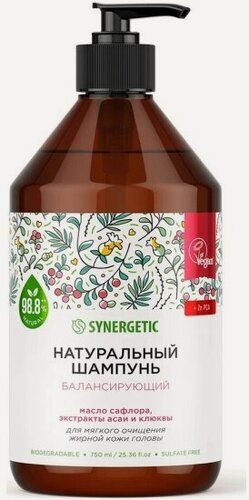 Изображение товара Бессульфатный шампунь Synergetic Балансирующий для жирной кожи головы, 750 мл
