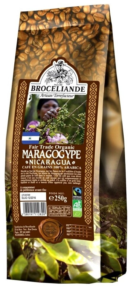 Кофе в зернах Broceliande Maragogype Никарагуа, 250 г