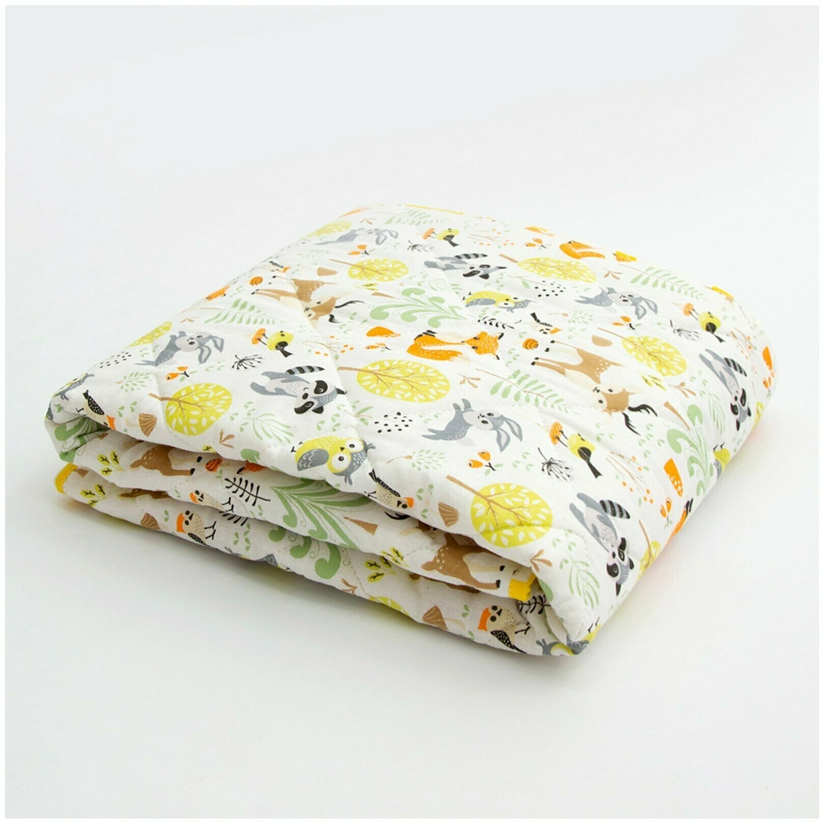 Коврик детский стёганный Amarobaby Soft Mat 115х115 см, Зверята (жёлтый)