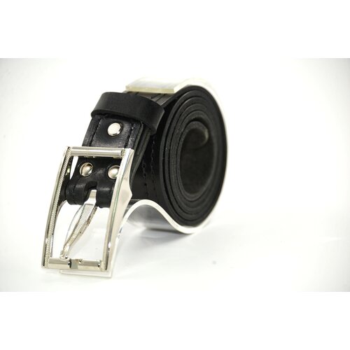 фото Ремень натуральная кожа, металл, длина 125 см., черный nis004