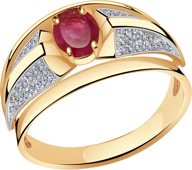 Кольцо АЛЕКСАНДРА, золото, 585 проба, бриллиант, рубин