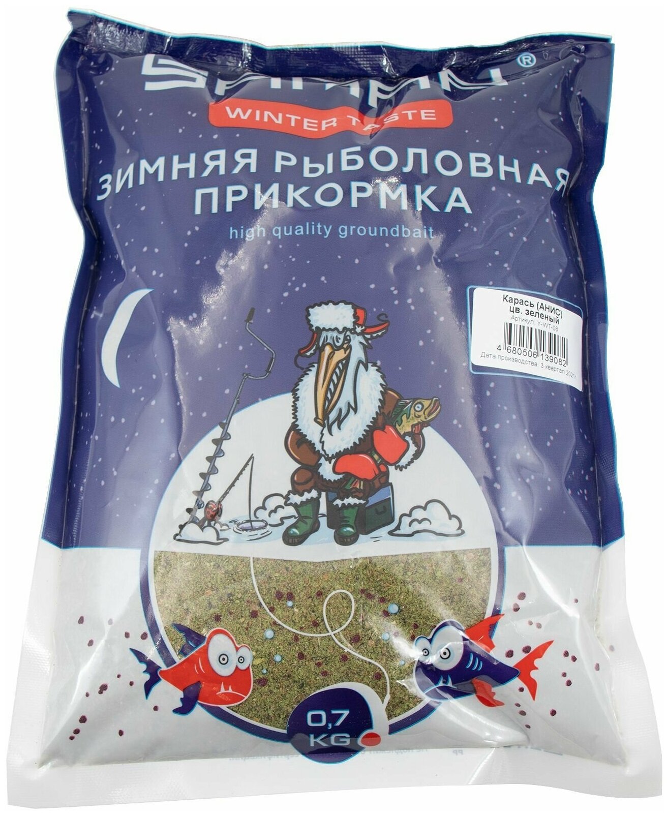 Прикормка Yaman Winter Taste Карась зимняя (анис) цв. зелёный 700 г