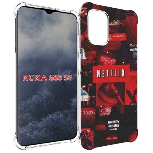 Чехол MyPads Красные-проекты для Nokia G60 5G задняя-панель-накладка-бампер