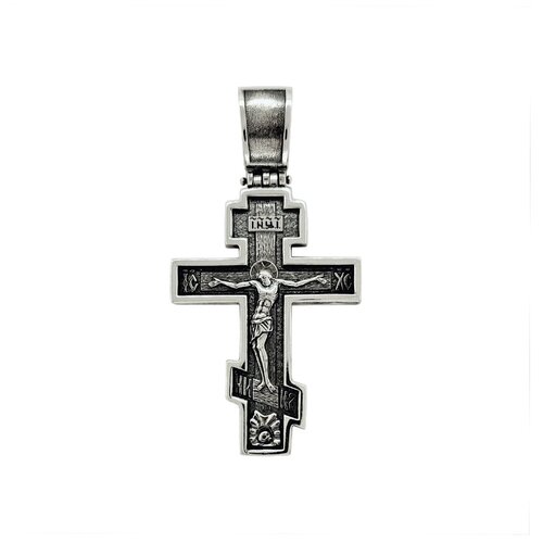 Крестик Малахит, серебро, 925 проба, чернение