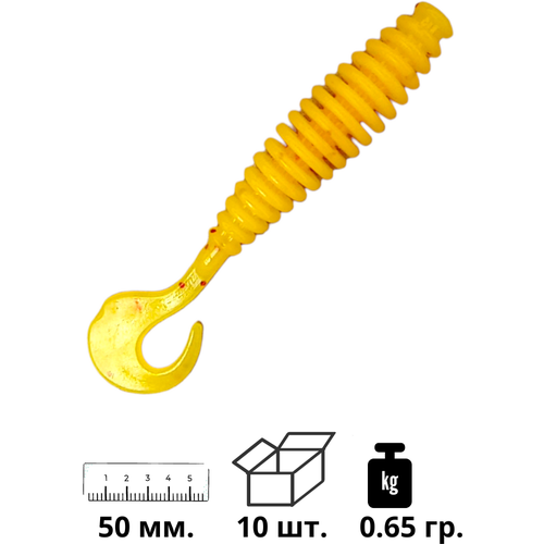 Силиконовая приманка Big fishing похожа на Ringer Worm 2 дюйма ( 5 см.), желтый. красная блестка ( 10 шт) силиконовая приманка big fishing похожа на awaruna 2 5 дюйма 6 3 см жёлтый красная блестка 8 шт