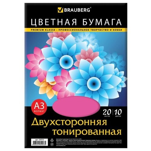 Бумага цветная двухсторонняя А3, 20 листов, 10 цветов, тонированная, 297 х 420 мм бумага цветная двусторонняя а3 20 листов 10 цветов тонированная