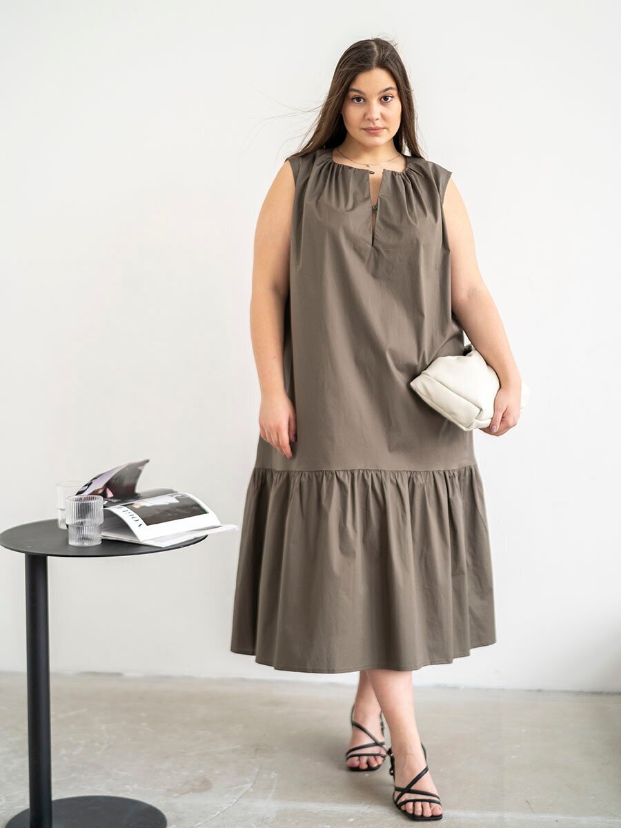 Платье Modress, размер 56/58, хаки