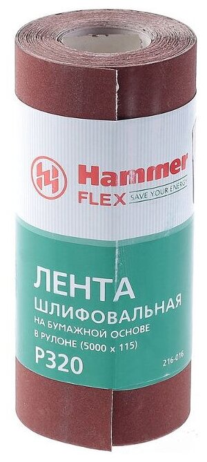 Лента шлиф. Hammer Flex 216-016 115х5м P320 бум. основа, рулон