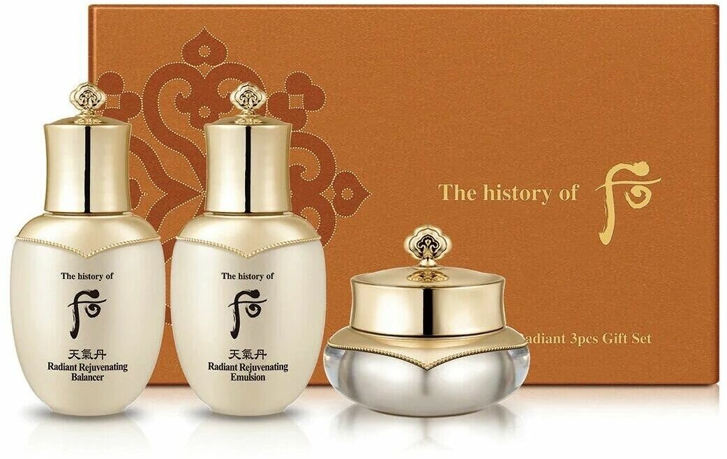 Набор миниатюр The History of Whoo Cheongidan Radiant 3pcs Gift Set для восстановления и упругости (тонер 25 мл, эмульсия 25 мл, крем для лица 10 мл)