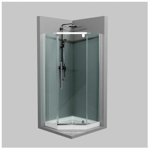 Душевой уголок, Sean SEAN-2, прозрачное стекло, низкий поддон, 90х90 см, прозрачный/серебристый