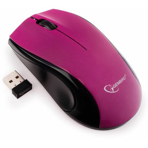 Мышь беспроводная GEMBIRD MUSW-320-P, 2 кнопки + 1 колесо-кнопка, фиолетовая