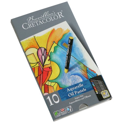 фото Набор масляной водорастворимой (акварельной) пастели cretacolor aqua stic, 10 цветов в металлической коробке cc450 10