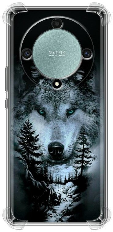 Дизайнерский силиконовый с усиленными углами чехол для Хонор Х9а / Huawei Honor X9a Лесной волк