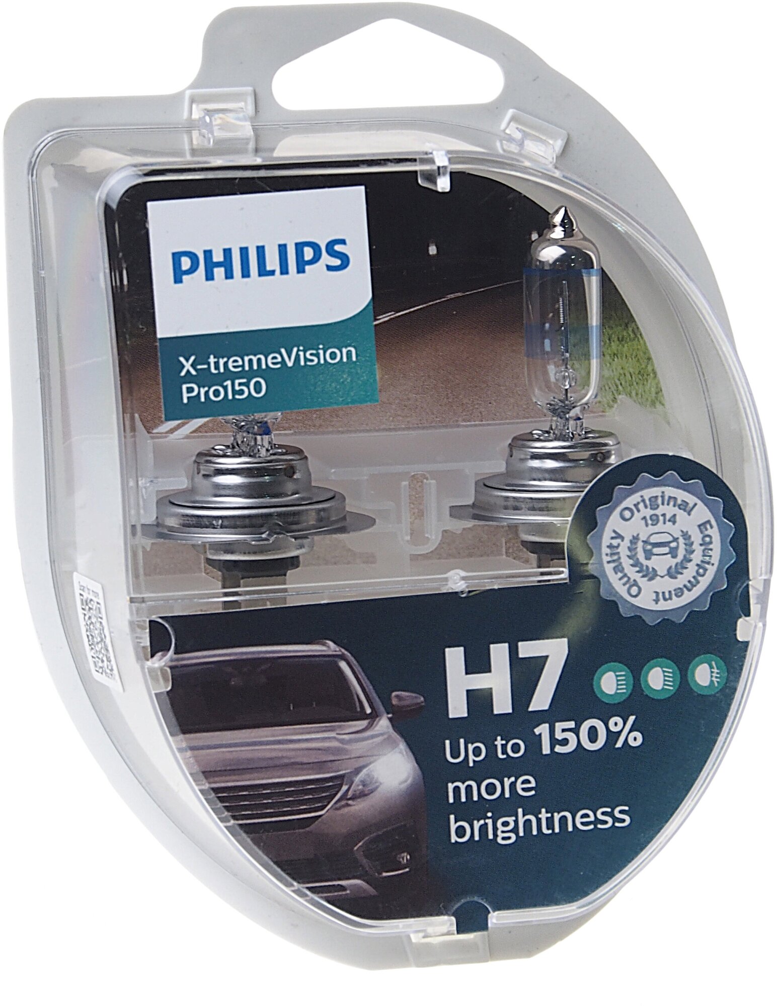 Лампа автомобильная галогенная Philips X-treme Vision Pro150 12972XVPS2 H7 12V 55W PX26d 2 шт.