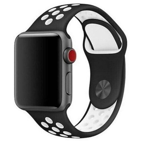 Силиконовый ремешок для Apple Watch 42/44/45mm (Черно-белый)