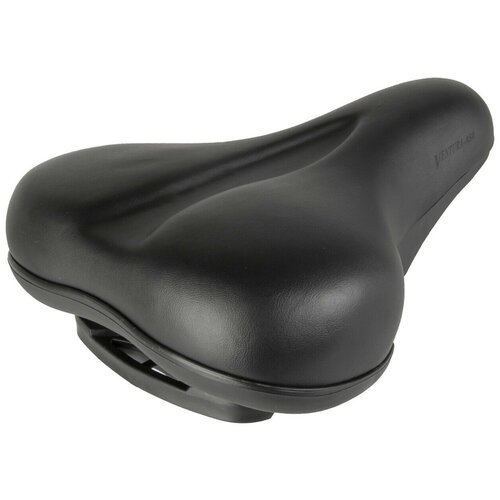 фото Седло комфортное 275х195мм пружинно-эластомерное с боковой защитой + с рукояткой, с замком, черное ventura elastomer