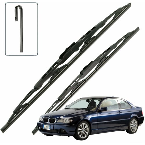 Дворники BMW 3-Series (4) E46 БМВ 3 серии Е46 купе рест. 2003 2004 2005 2006 Щетки стеклоочистителя каркасные для автомобиля 600-480 2шт.