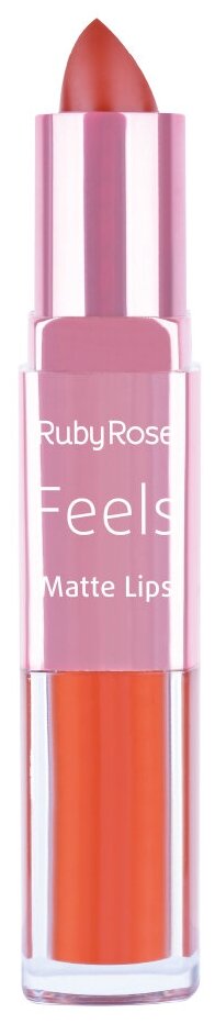 Ruby rose / Губная помада и Блеск для губ матовый ( жидкая ) Feels 2в1, НВ-8608 оттенок 307