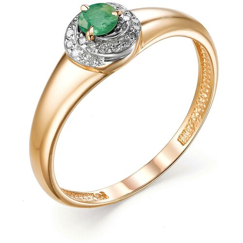 фото Алькор кольцо с изумрудом и бриллиантами из красного золота 13030-101, размер 17
