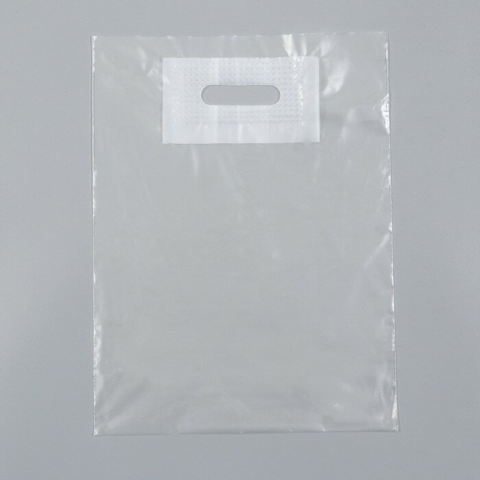 Пакет полиэтиленовый с вырубной ручкой, прозрачный 30-40 См, 60 мкм