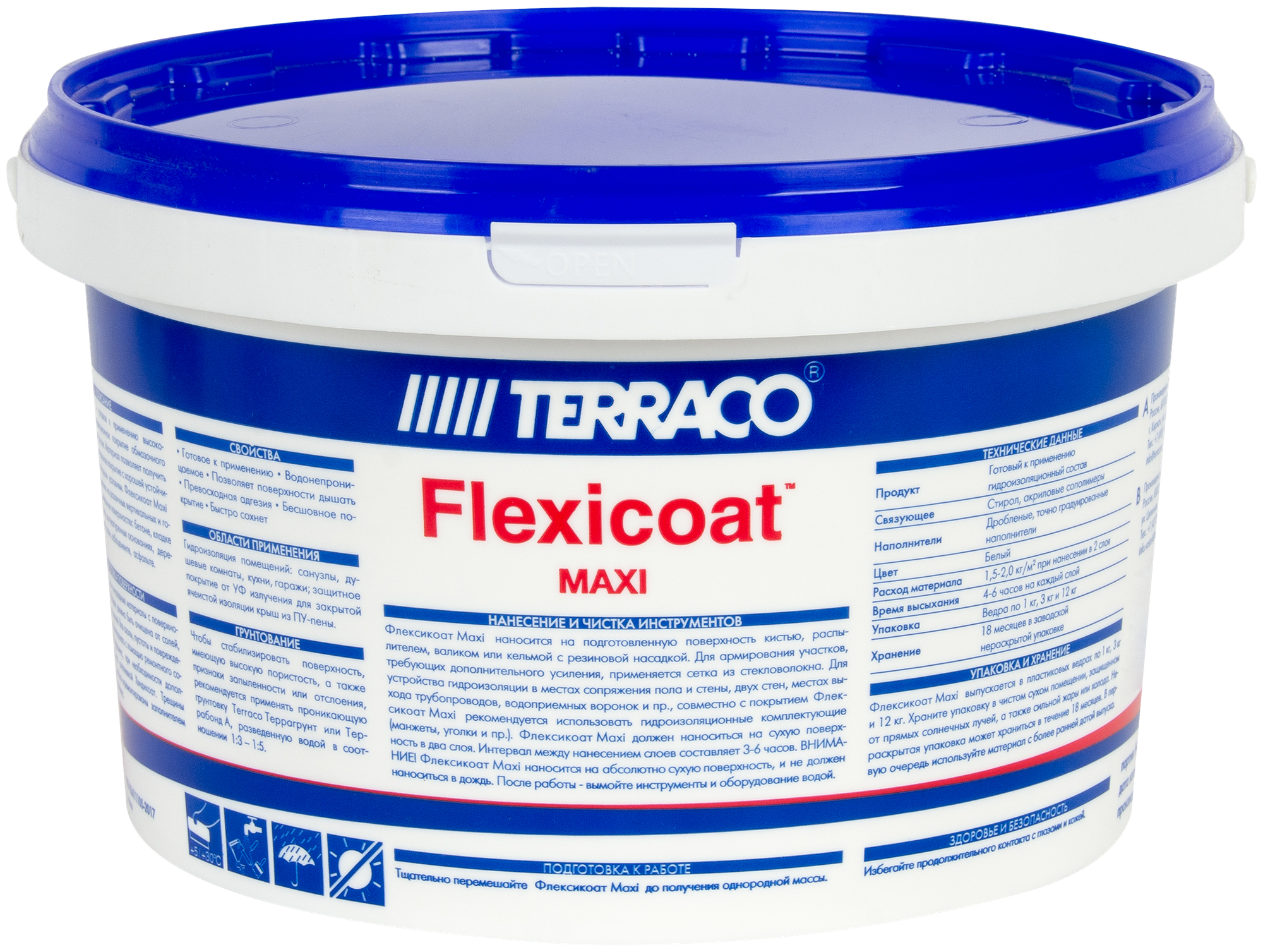 Покрытие гидроизоляционное Terraco Flexicoat Maxi (3кг) - фотография № 2